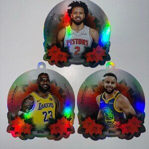 BUNDLE! x3 2025 Topps Holo ORNAMENT HOLIDAYS HOLO Cards (LEBRON, CURRY, CADE)